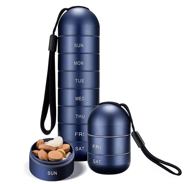 Aluminum Pill Organizer For 7 Days Travel Pill Box With Pill Container 0