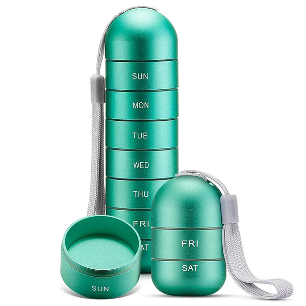 Aluminum Pill Organizer For 7 Days Travel Pill Box With Pill Container 1