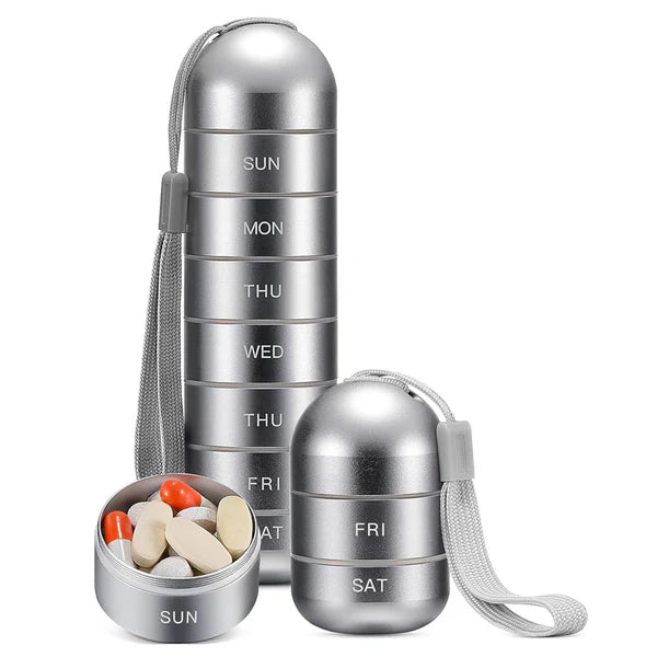Aluminum Pill Organizer For 7 Days Travel Pill Box With Pill Container 2