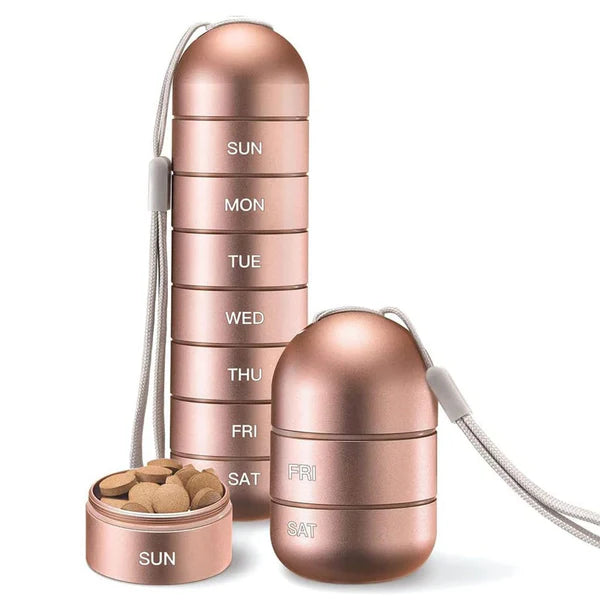 Aluminum Pill Organizer For 7 Days Travel Pill Box With Pill Container 3