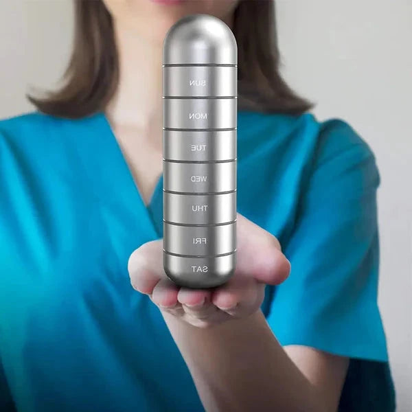 Aluminum Pill Organizer For 7 Days Travel Pill Box With Pill Container 5