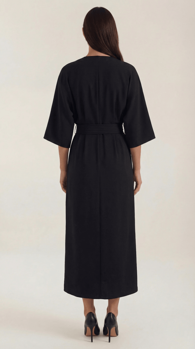 maxi dress belted waist Safuny Women's Long Sleeve Maxi Dress Belted Waist Detail Velvet Material Flared Skirt For Formal Events And Evening Celebrations Black XL