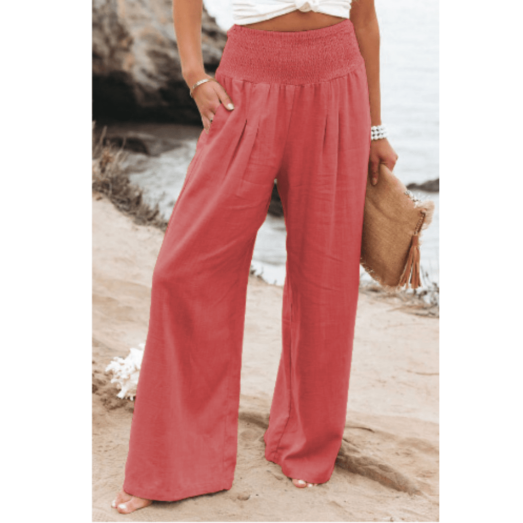 Women's High-Waisted Palazzo Pants peach