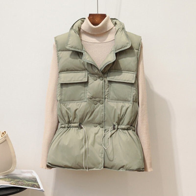 Anoukil | Women's Modern Puffer Vest with Notched Collar and Pockets | Warm 0