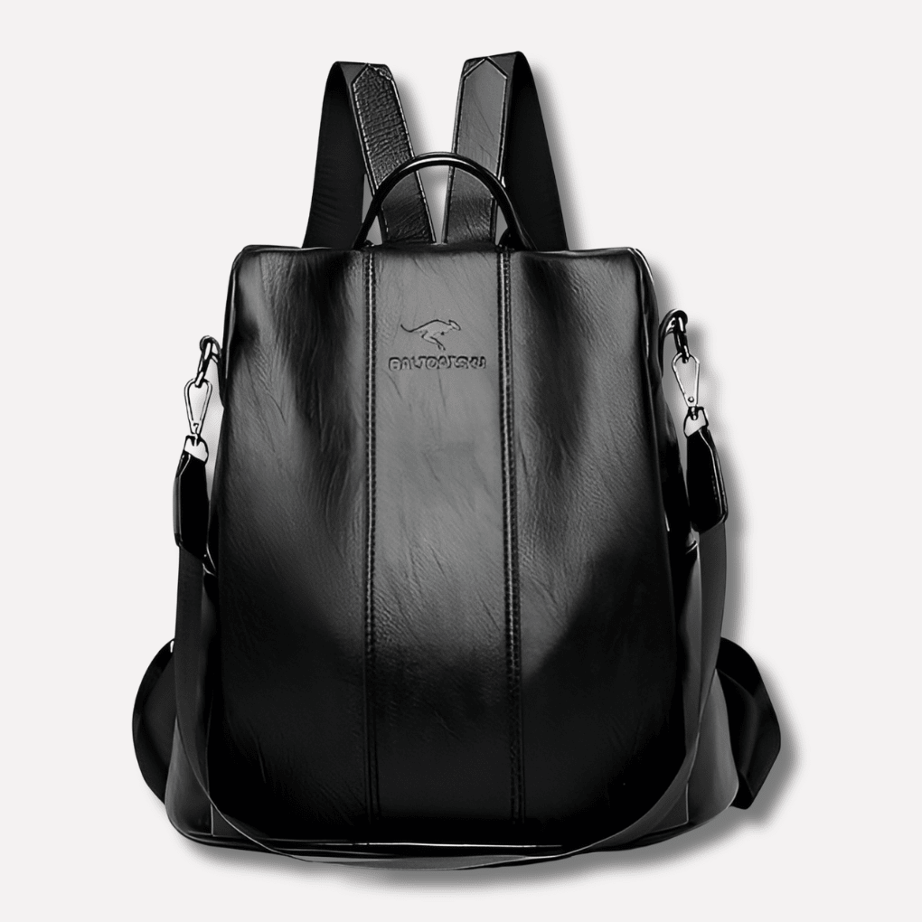 Anti-theft Backpack for Women in Leather Design with Hidden Compartments Midnight Black