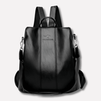 Anti-theft Backpack for Women in Leather Design with Hidden Compartments Midnight Black