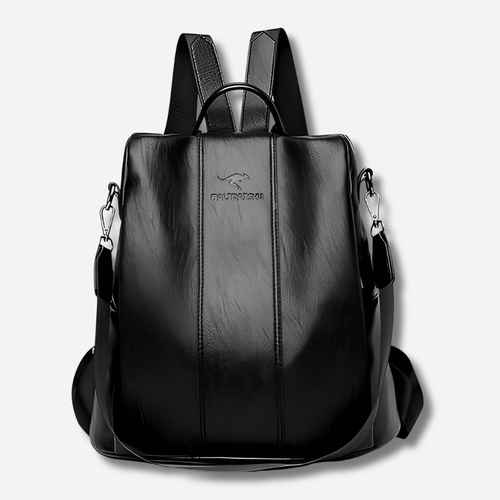 Anti-theft Backpack for Women in Leather Design with Hidden Compartments Midnight Black