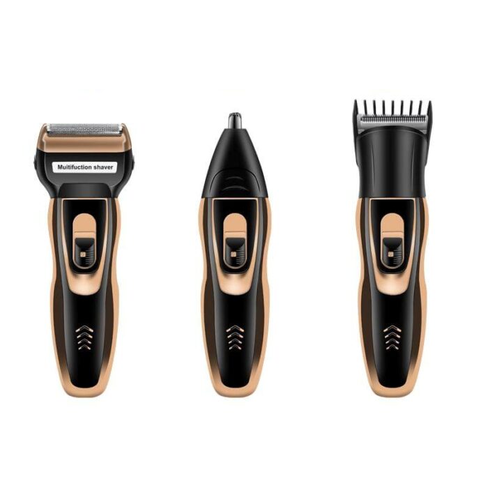 3-in-1 Trimmer – Rechargeable Beard Trimmer, Nose Hair Trimmer & Shaver with 3 Attachments, Compact for Travel