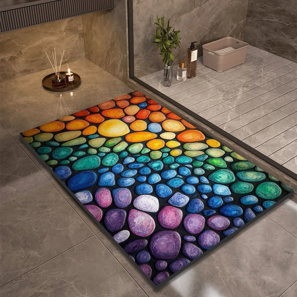 Diatomite Bath Mat with Non-Slip Rubber Base – Quick Dry Absorbent Bath Mat, 17 Designs, 16 x 24 to 24 x 35 in Design 4