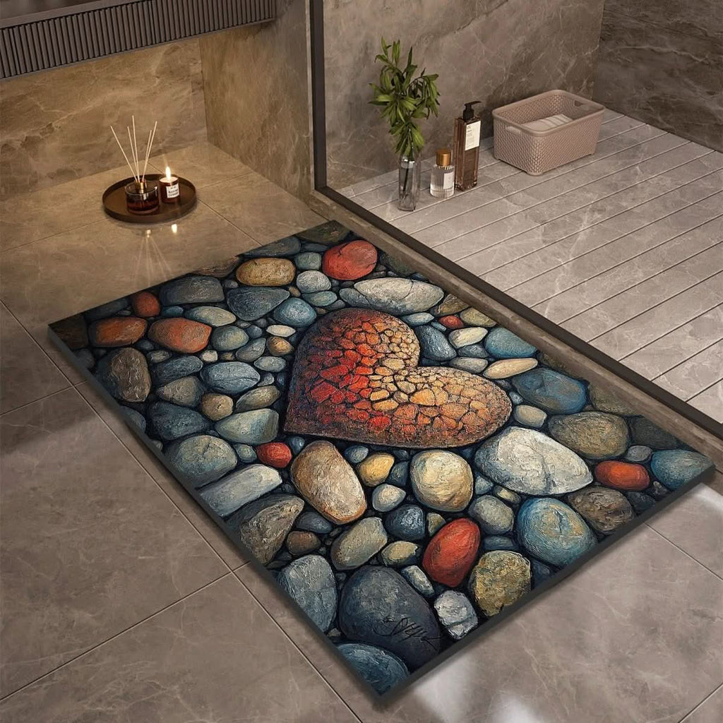 Diatomite Bath Mat with Non-Slip Rubber Base – Quick Dry Absorbent Bath Mat, 17 Designs, 16 x 24 to 24 x 35 in Design 10