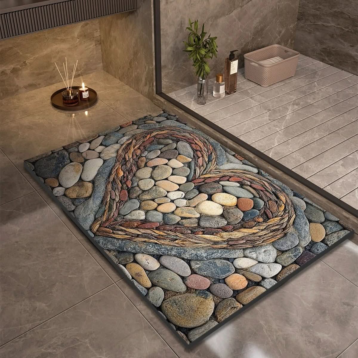 Diatomite Bath Mat with Non-Slip Rubber Base – Quick Dry Absorbent Bath Mat, 17 Designs, 16 x 24 to 24 x 35 in Design 11