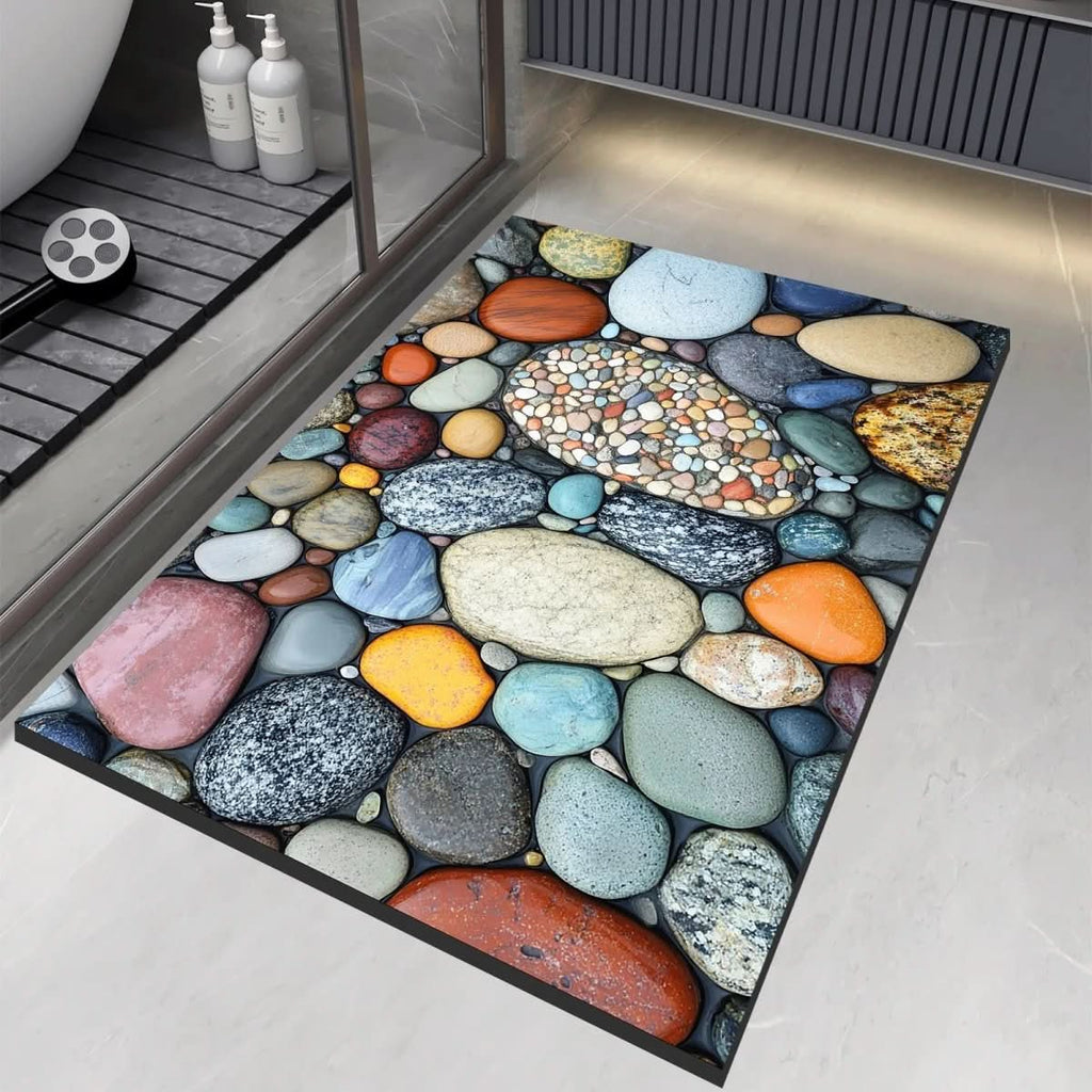 Diatomite Bath Mat with Non-Slip Rubber Base – Quick Dry Absorbent Bath Mat, 17 Designs, 16 x 24 to 24 x 35 in