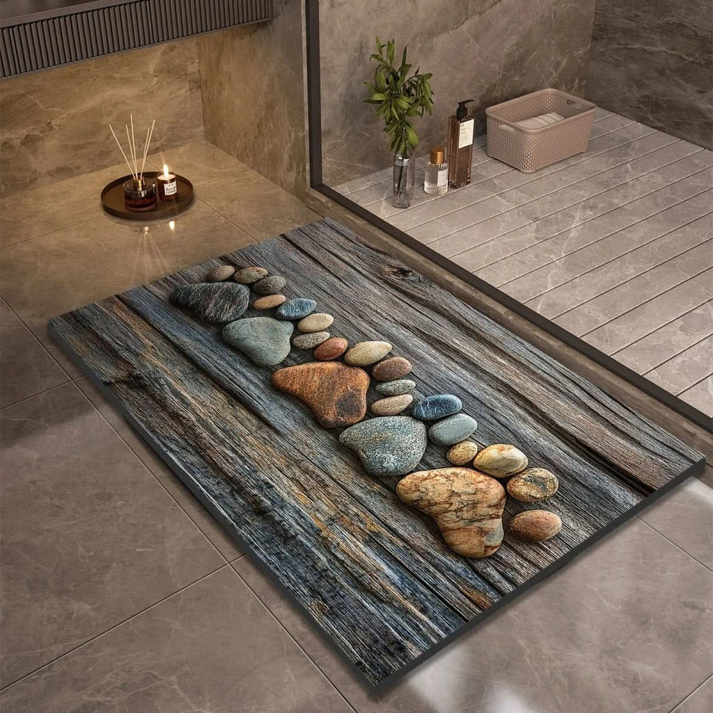 Diatomite Bath Mat with Non-Slip Rubber Base – Quick Dry Absorbent Bath Mat, 17 Designs, 16 x 24 to 24 x 35 in Design 5