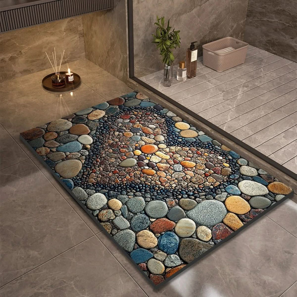 Diatomite Bath Mat with Non-Slip Rubber Base – Quick Dry Absorbent Bath Mat, 17 Designs, 16 x 24 to 24 x 35 in Design 15