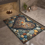 Diatomite Bath Mat with Non-Slip Rubber Base – Quick Dry Absorbent Bath Mat, 17 Designs, 16 x 24 to 24 x 35 in Design 15