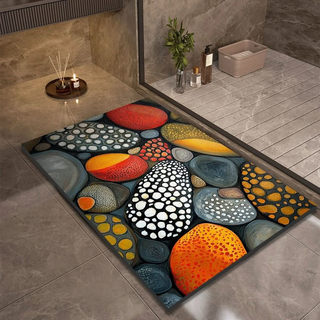 Diatomite Bath Mat with Non-Slip Rubber Base – Quick Dry Absorbent Bath Mat, 17 Designs, 16 x 24 to 24 x 35 in Design 16