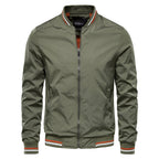 Hermosa | Men's Bomber Jacket | Zip-Up Front with Ribbed Collar Army Green