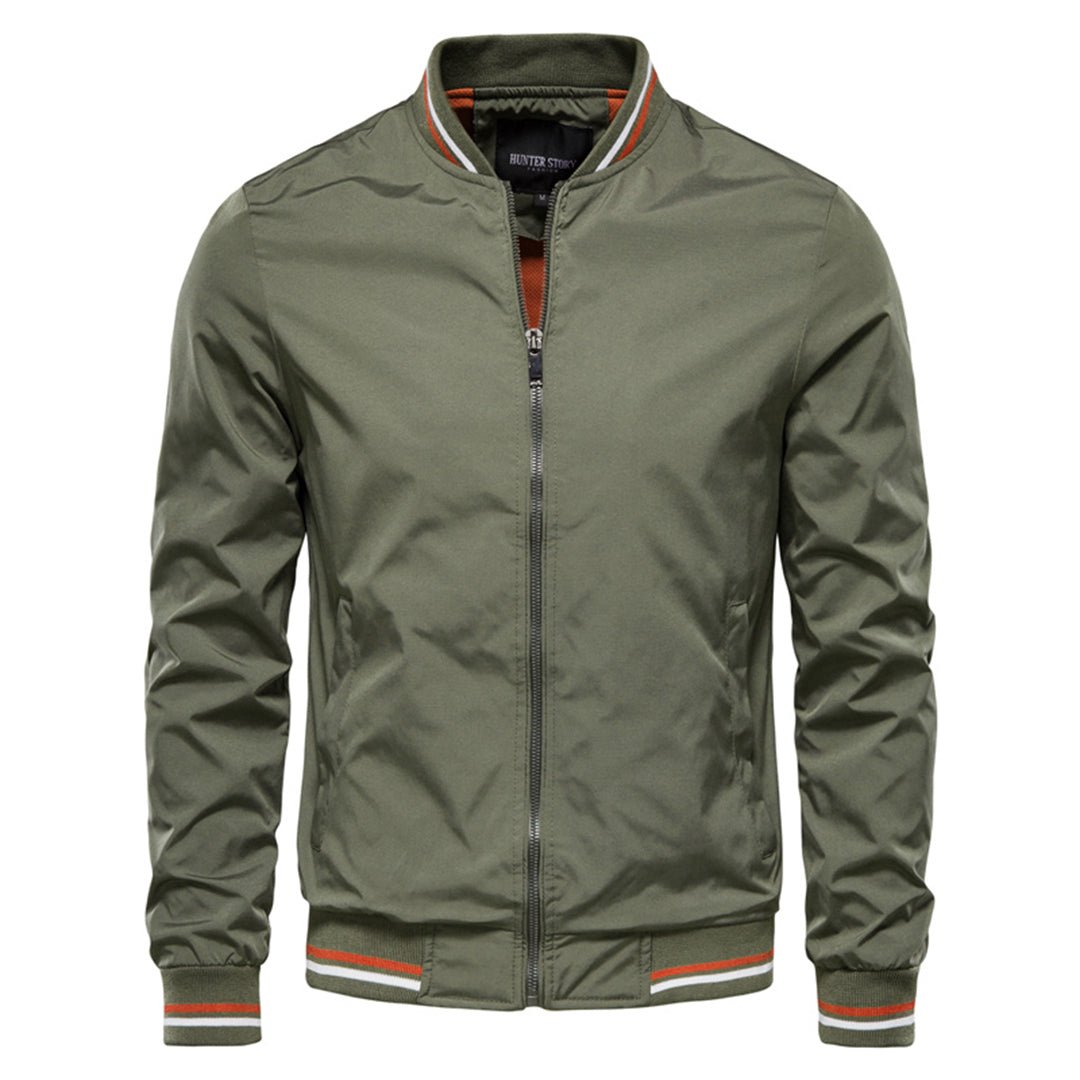 Hermosa | Men's Bomber Jacket | Zip-Up Front with Ribbed Collar Army Green