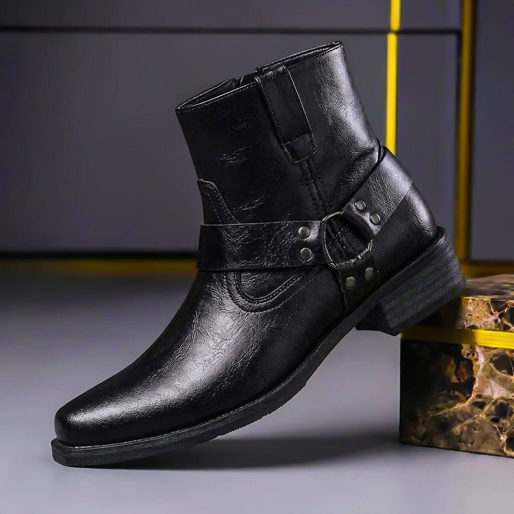 Calico | Classic Handcrafted Vintage Leather Boots Obsidian Black