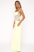 Aura | Women's Long Form-fitting Dress – Lace & Lace-up Straps 1