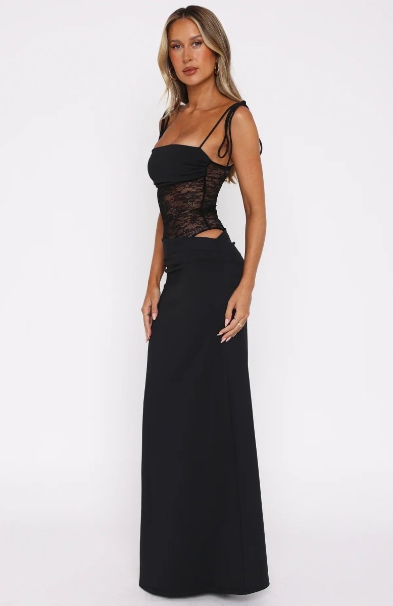 Aura | Women's Long Form-fitting Dress – Lace & Lace-up Straps 4