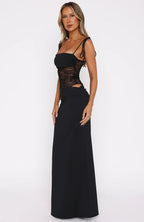Aura | Women's Long Form-fitting Dress – Lace & Lace-up Straps 4