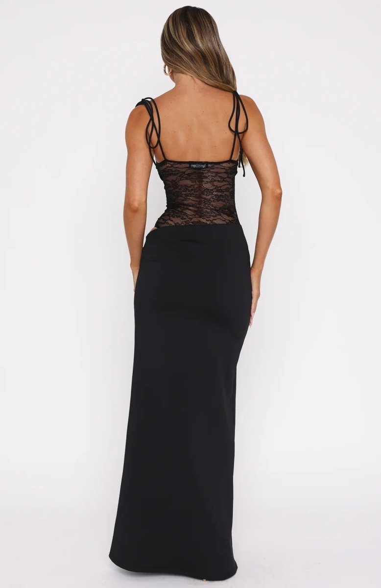 Aura | Women's Long Form-fitting Dress – Lace & Lace-up Straps 5