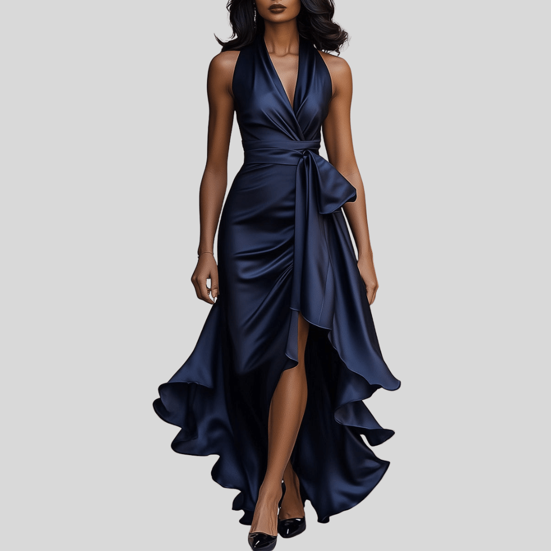 Giselle | Dramatic And Luxurious Satin Wrap Maxi Dress