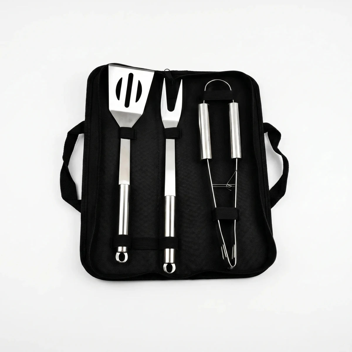 Barbecue Tool Set – 3-Piece Stainless Steel BBQ Grill Tools with Tongs & Spatula, Storage Bag – Charvox