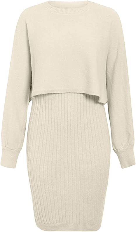 Maternity Set – Stretchy Maternity Dress & Sweater Set for Expecting Mothers, Pregnancy Outfit, One Size – Luna