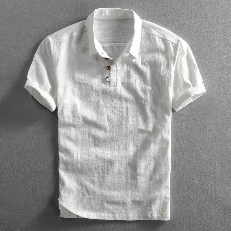 Hermosa | Men’s Linen Short Sleeve Polo Shirt White