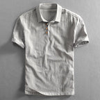 Hermosa | Men’s Linen Short Sleeve Polo Shirt Gray