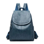 Bersh | Women's Leather Backpack – Anti-Theft Design, Genuine Leather & Urban Elegance blue-gray
