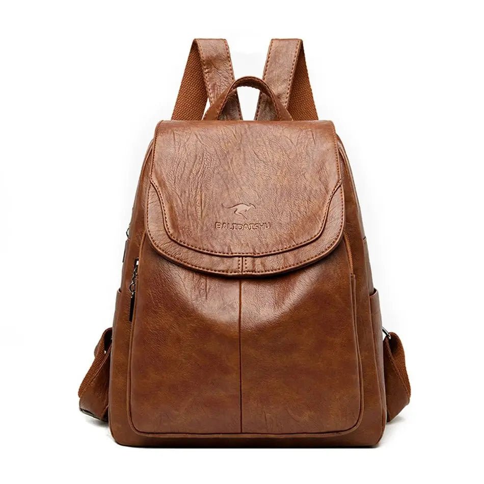 Bersh | Women's Leather Backpack – Anti-Theft Design, Genuine Leather & Urban Elegance brown