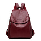 Bersh | Women's Leather Backpack – Anti-Theft Design, Genuine Leather & Urban Elegance wine red
