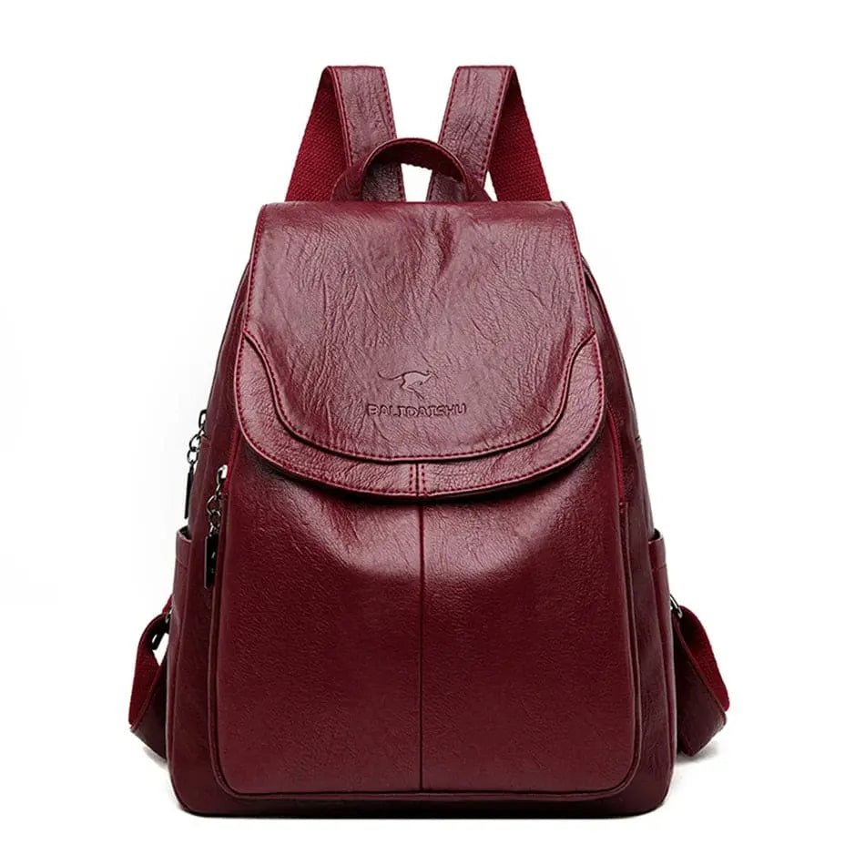 Bersh | Women's Leather Backpack – Anti-Theft Design, Genuine Leather & Urban Elegance wine red