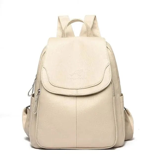 Bersh | Women's Leather Backpack – Anti-Theft Design, Genuine Leather & Urban Elegance beige