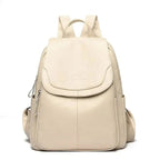 Bersh | Women's Leather Backpack – Anti-Theft Design, Genuine Leather & Urban Elegance beige