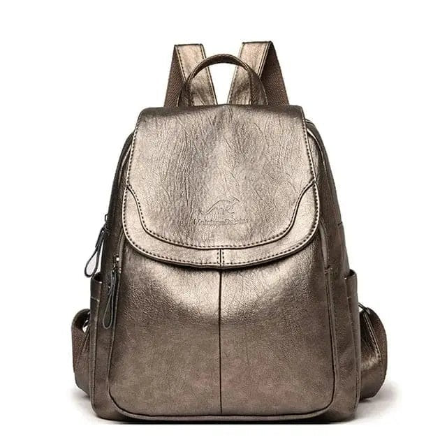 Bersh | Women's Leather Backpack – Anti-Theft Design, Genuine Leather & Urban Elegance bronze