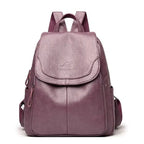 Bersh | Women's Leather Backpack – Anti-Theft Design, Genuine Leather & Urban Elegance violet gray