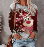 Women's Christmas Sweater – Holiday Pullover with Festive Pattern, 3 Colors, S–3XL – Amore Dark Red