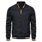 Hermosa | Men's Bomber Jacket | Zip-Up Front with Ribbed Collar Black