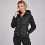 Black Puffer Jacket Women Hooded Quilted Short Fitted