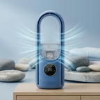 Bladeless Tower Fan for Desk – Quiet Blue