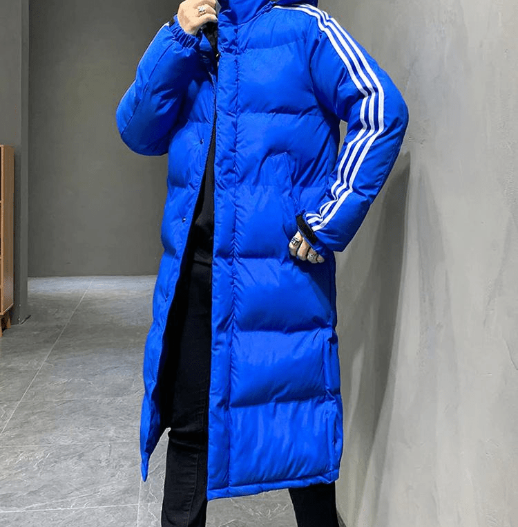 Nisyros | Long Hooded Winter Coat for Men | Ideal for the Cold Season Blue