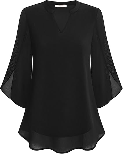 Blouse, three-quarter sleeves, flowing fabric, formal style 1