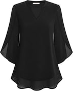 Blouse, three-quarter sleeves, flowing fabric, formal style 1