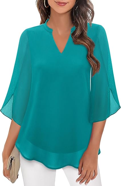 Blouse, three-quarter sleeves, flowing fabric, formal style 2