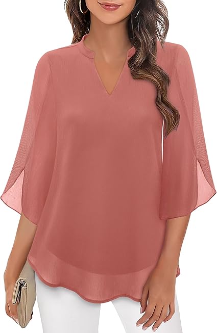 Blouse, three-quarter sleeves, flowing fabric, formal style 4