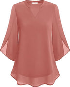 Blouse, three-quarter sleeves, flowing fabric, formal style 5